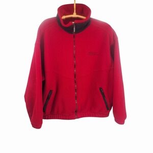 Vintage Eddie Bauer‎ Polertec Full Zip Fleece Mens XL Red Zip Pockets Jacket USA